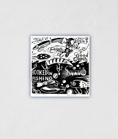 Printmaking Lure Collection Sticker: Waterproof Fish Decal