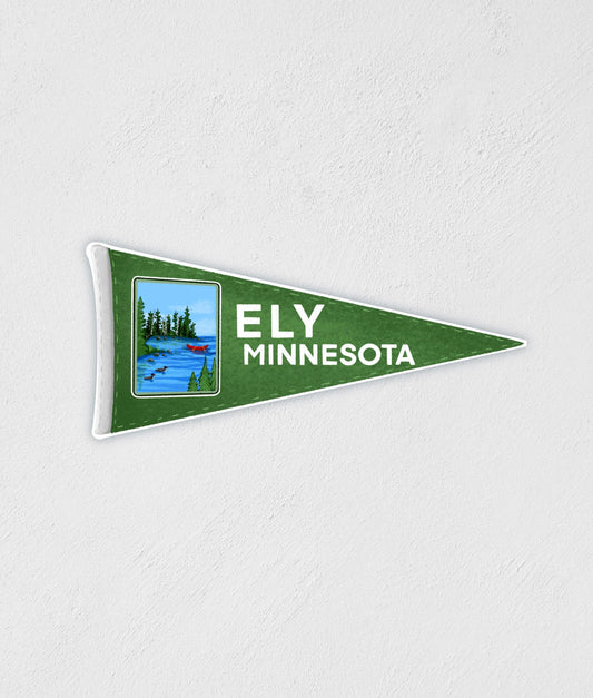 Ely Minnesota Pennant Sticker: Vintage Flag Decal