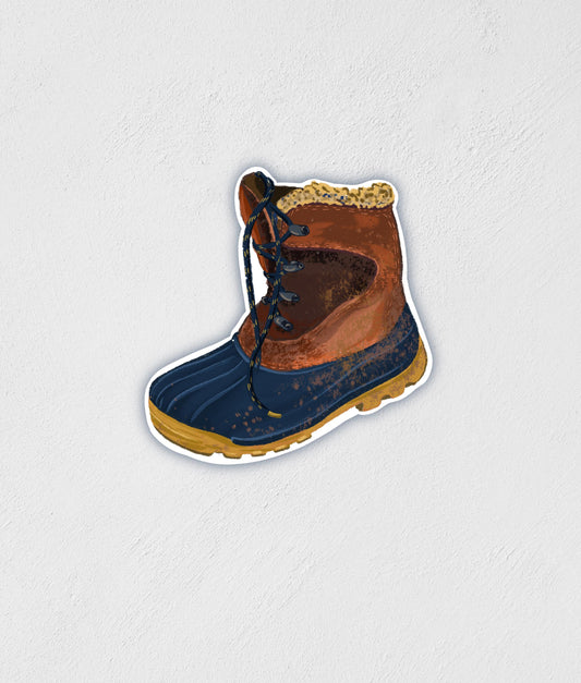 Winter Boot Sticker: Hand-Drawn Waterproof Decal