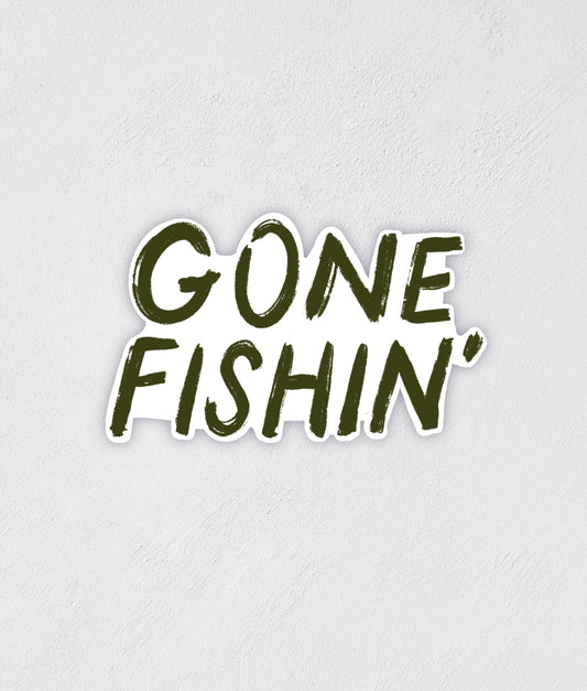 Gone Fishin' Sticker | Hand-Drawn | Waterproof Decal | Fishing | Outdoor Sticker | Little Rocks Design