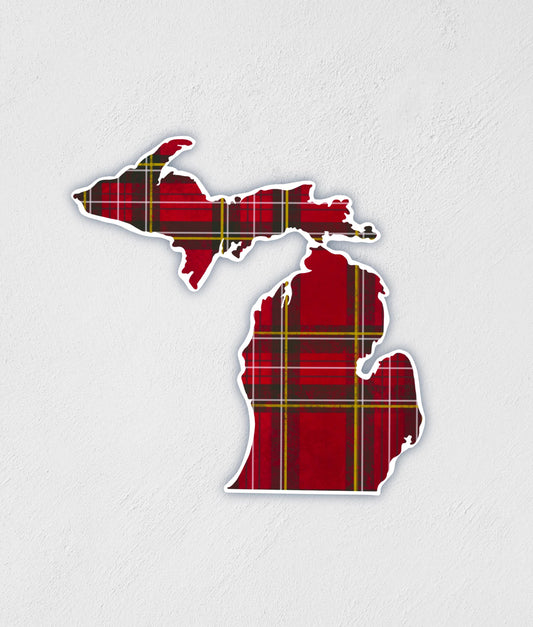 Michigan State Plaid Sticker: Waterproof Hand-Drawn Decal