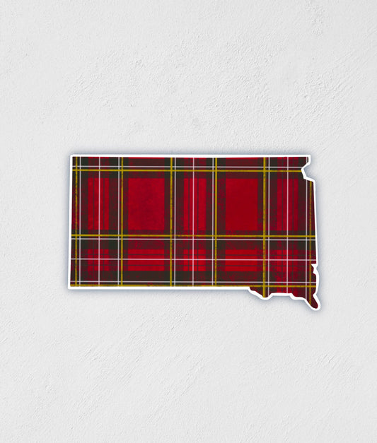 Scottish Plaid South Dakota State Sticker: Hand-Drawn Waterproof SD Decal