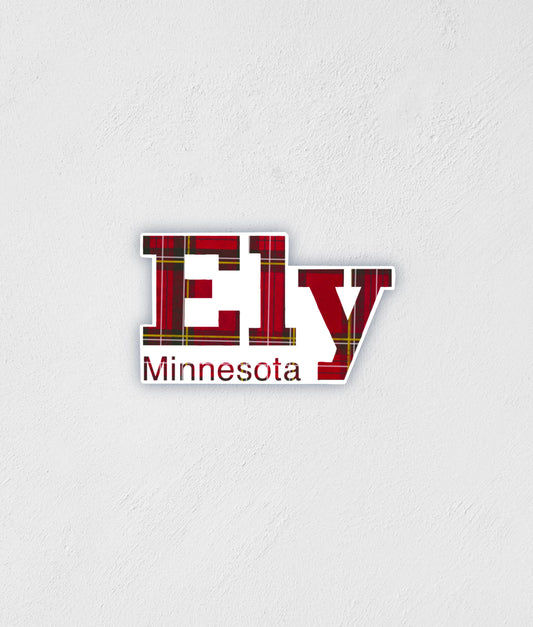 Scottish Plaid Ely Minnesota Sticker: Waterproof Up North Decal