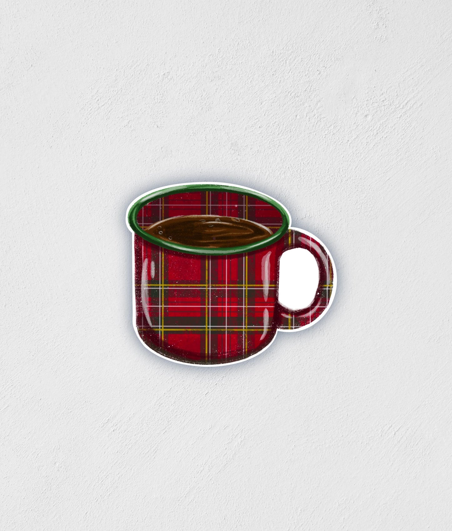 Scottish Plaid Mug Sticker: Waterproof Hand-Drawn Decal