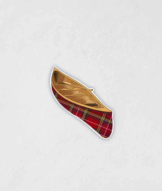 Scottish Plaid Canoe Sticker | Waterproof | Hand-Drawn Sticker | Canoeing | Little Rocks Design | Paddle Decal