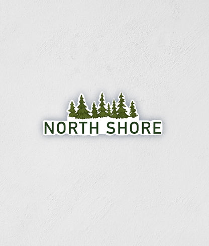 North Shore Trees Sticker | Waterproof | Hand-Drawn | Minnesota Destination Sticker | Little Rocks Design