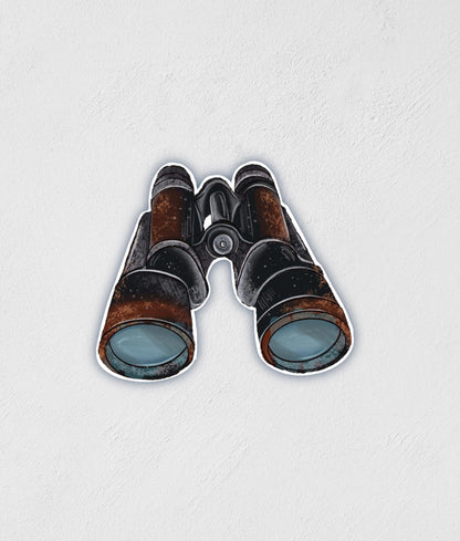Vintage Binoculars Sticker: Waterproof Hand-Drawn Decal