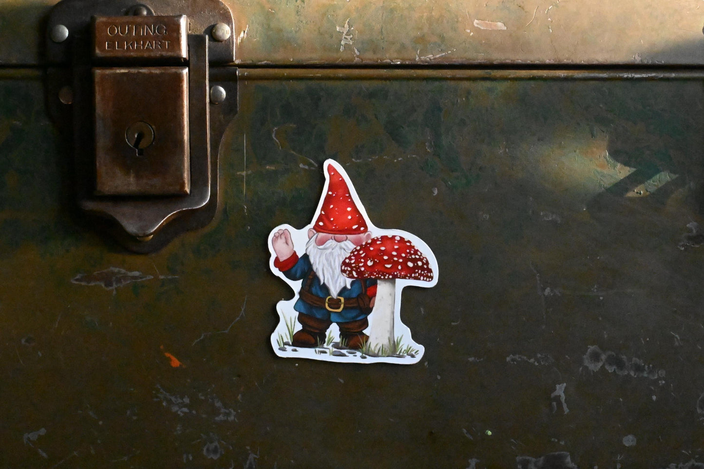 Garden Gnome Magnet: Hand-Drawn Mushroom Design