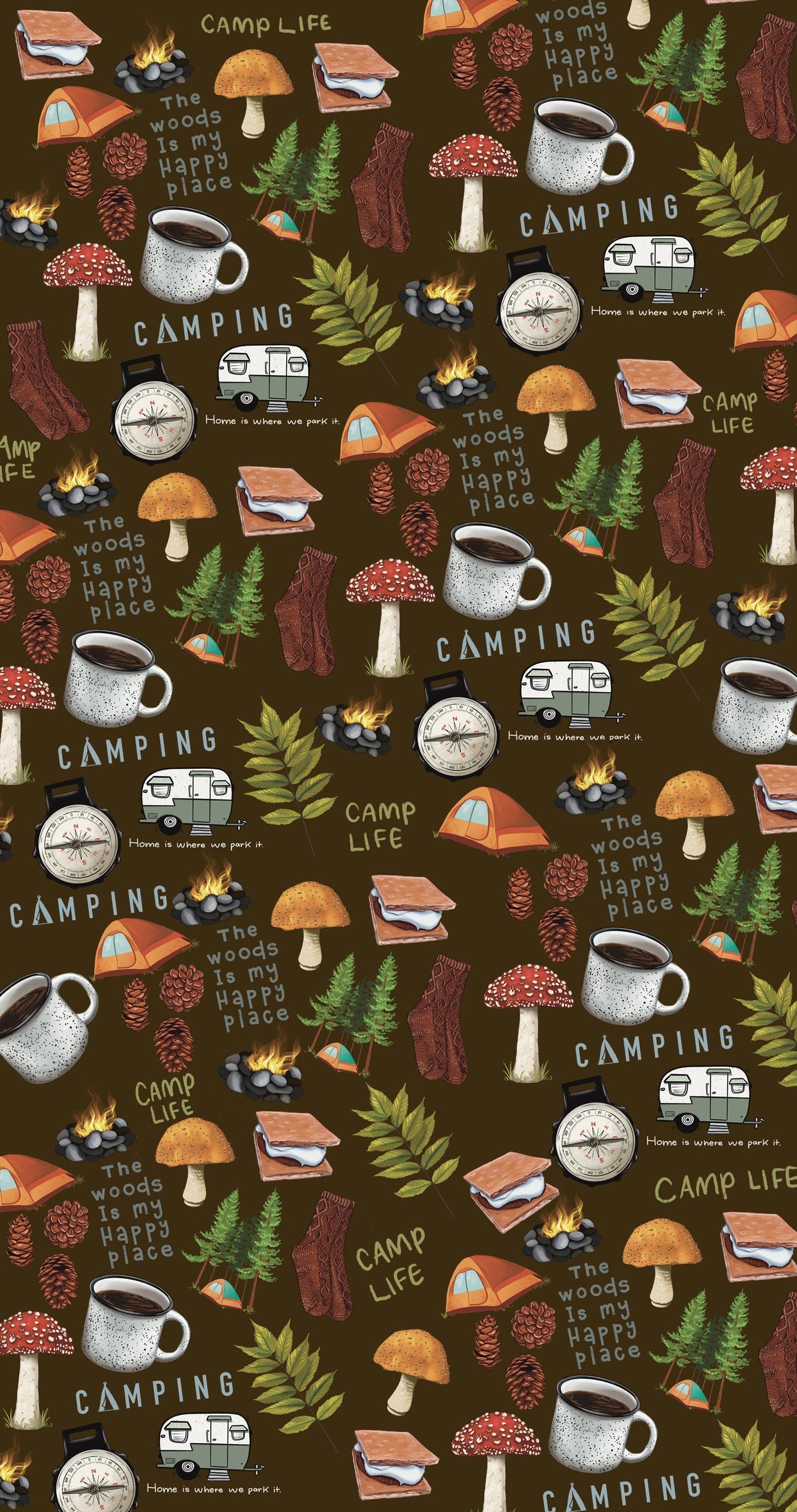 Hand-Drawn Camping Gift Wrap Sheets: Outdoor Adventure Theme
