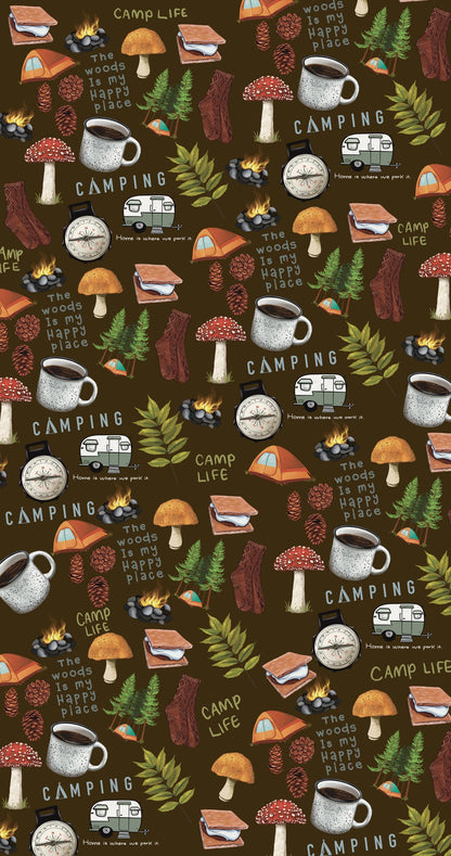 Hand-Drawn Camping Gift Wrap Sheets: Outdoor Adventure Theme