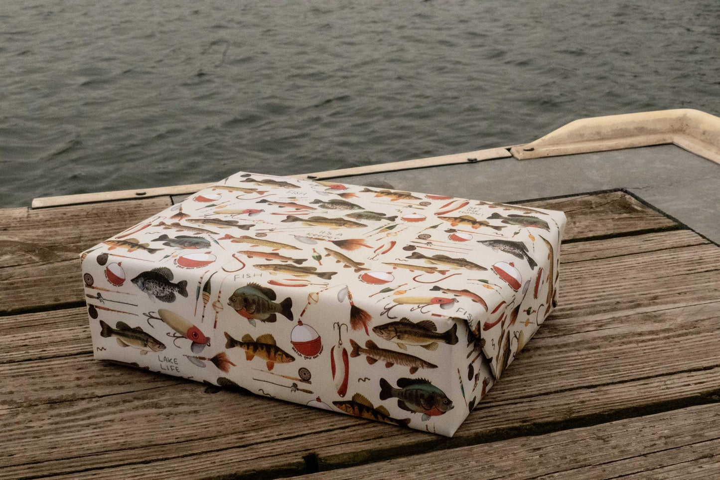 Hand-Drawn Fishing Gift Wrap Sheets: Outdoor Inspired Wrapping Paper