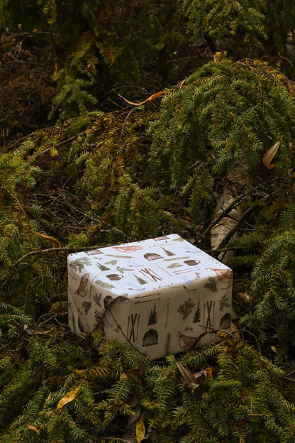 Hand-Drawn Winter Forest Gift Wrap | Holiday Wrapping Paper Sheets
