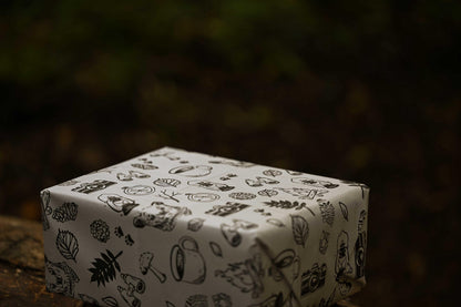 Hand-Drawn Outdoor Explore Gift Wrap: Black & White Wrapping Paper Sheets