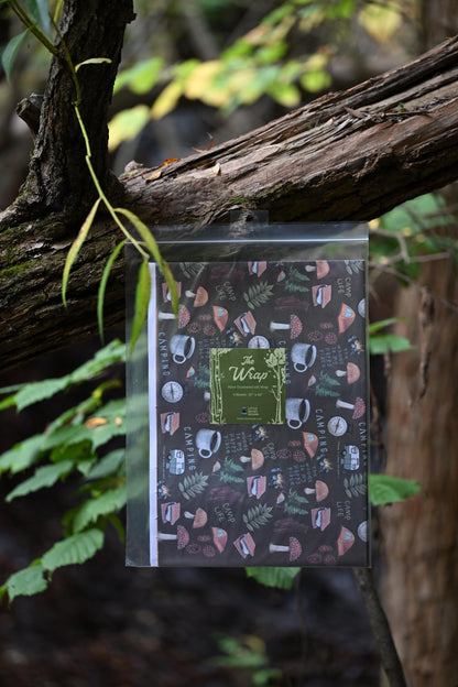 Hand-Drawn Camping Gift Wrap Sheets: Outdoor Adventure Theme