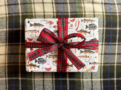 Hand-Drawn Fishing Gift Wrap Sheets: Outdoor Inspired Wrapping Paper