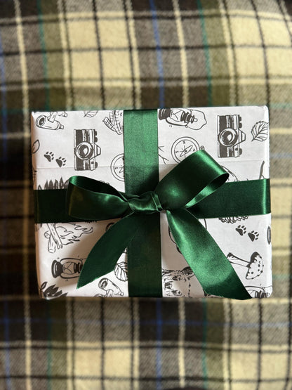 Hand-Drawn Outdoor Explore Gift Wrap: Black & White Wrapping Paper Sheets