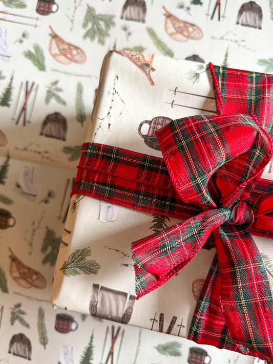 Hand-Drawn Winter Forest Gift Wrap | Holiday Wrapping Paper Sheets