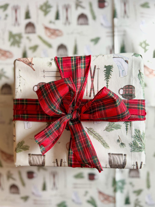 Hand-Drawn Winter Forest Gift Wrap | Holiday Wrapping Paper Sheets